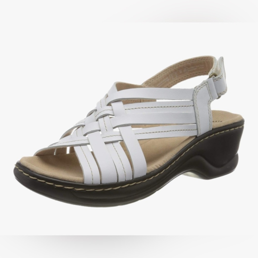 CLARKS LEXI CARMEN WHITE LEATHER SLINGBACK SANDALS 10 NARROW NEW NO NOX